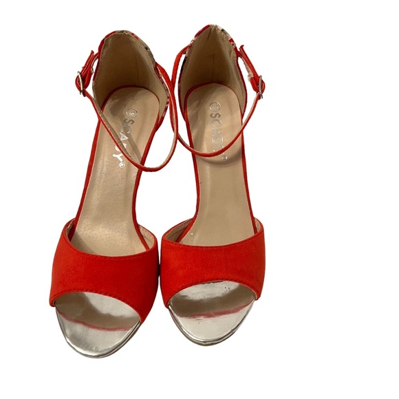 Scady Red with Floral Design High Heels Size 39 - Picture 6 of 7